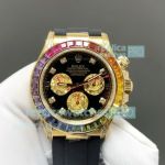 FH Factory Super Clone Gain Weight Rolex Rainbow Daytona 4131 Chronograph Gold Case Watch 